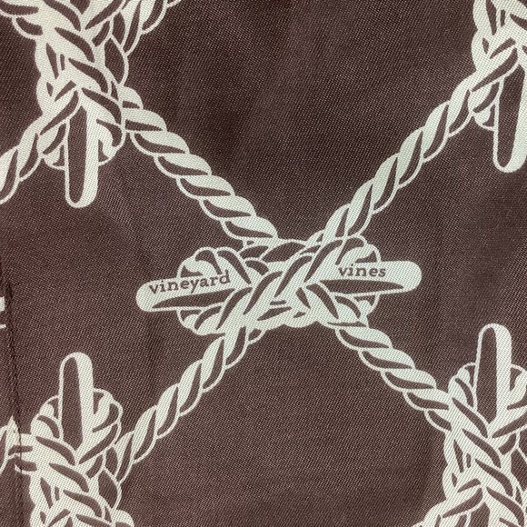 Vineyard Vines 100% Silk Chocolate Brown‎ Nautical Rope Print Skirt Sz 6 - Picture 6 of 9